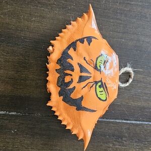 Orange Crab Shell Halloween Ornament